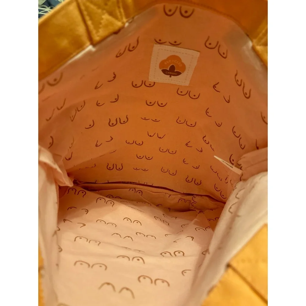 NEW ThirdLove Peachy Pink Canvas Tote‎ Bag w/ Boobies Print Lining